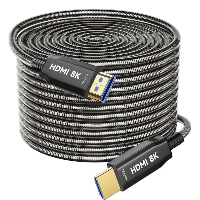 Detalle de Ploiwue 8K HDMI 2.1 Active Optical (AOC) Cable, 15m with reinforced armour