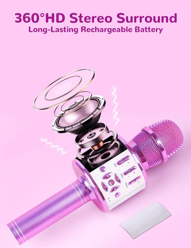 Detalle de BONAOK Microfono Karaoke Portatile per Bambini 🎤