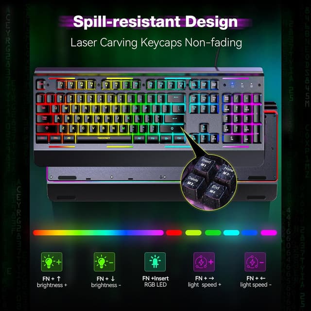 Thumbnail 5 de TECKNET Gaming Keyboard 15-zone RGB