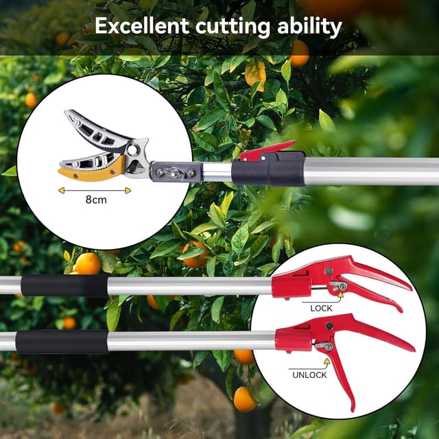 Detalle de FLORA GUARD 1.3–2.2m Extendable Long Reach Pruner – Telescopic pole saw for tall trimming