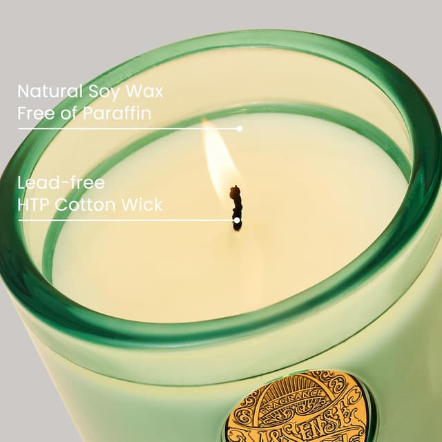 Detalle de M&SENSE Fresh Linen Scented Candle (Natural Soy Wax, 260g) – Up to 55 Hours