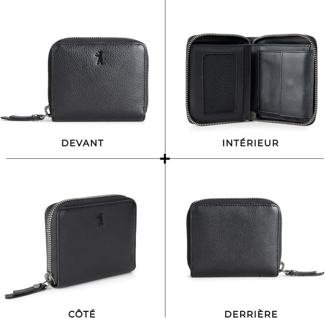 Detalle de Berliner Bags Palermo Petit Portefeuille en cuir avec protection RFID – Noir