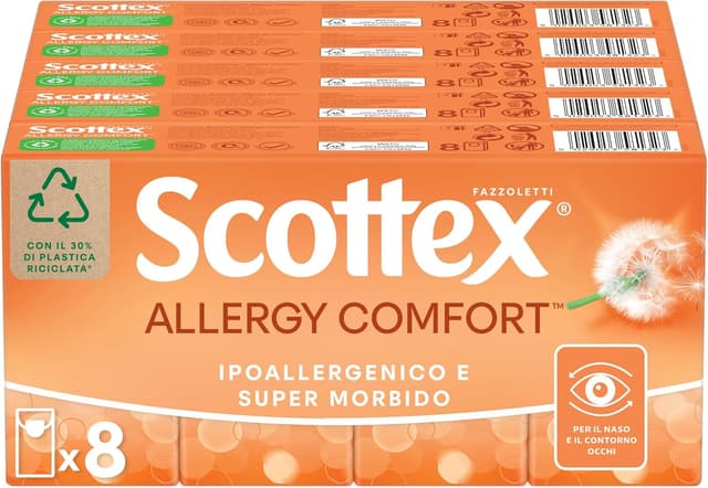 Detalle de Scottex Fazzoletti Pocket Allergy — carta ipoallergenica e morbida, testati oftalmologicamente (confezione da 80 pacchetti)