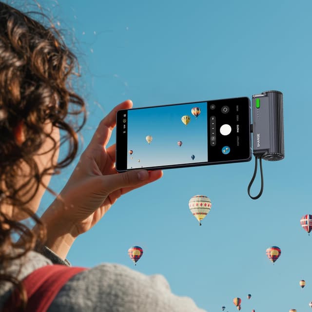 Detalle de SHARGE Flow Mini 2 5000mAh Power Bank (22.5W) with Dual Plugs and Built-in Cable