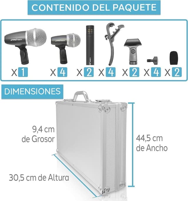 Thumbnail 6 de Pyle kit micrófonos para batería 7 piezas