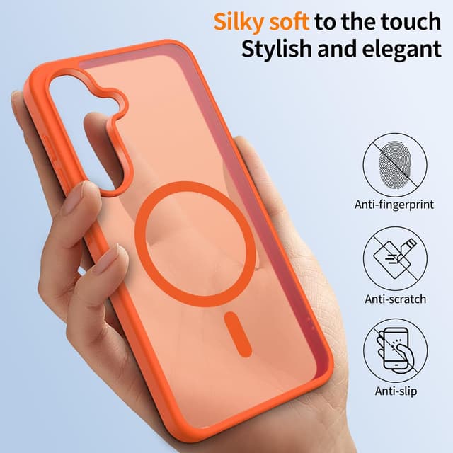Detalle de Jshru Magnetic Case for Galaxy S24 Plus / S25 Plus (Magsafe) with HD Screen Protectors – Orange