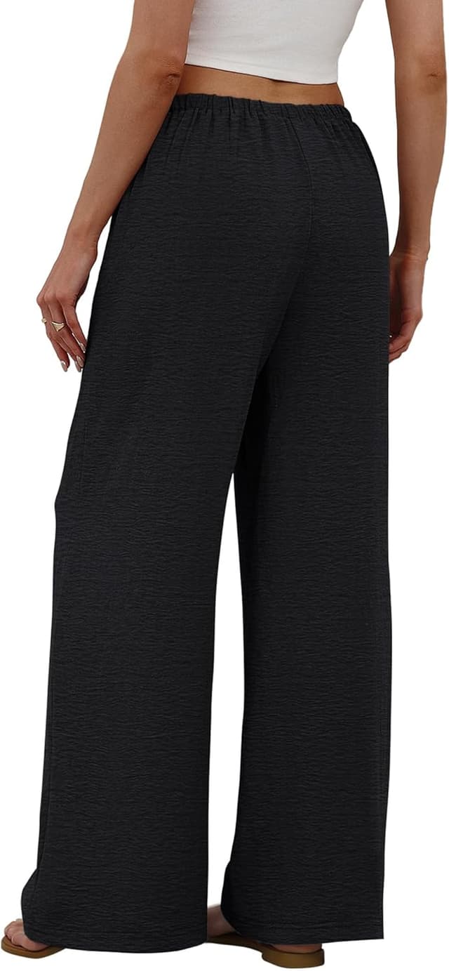 Detalle de Sampeel Women’s Wide-Leg Drawstring Palazzo Pants with Pockets