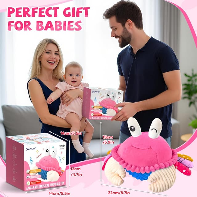 Thumbnail 6 de SAIMAND Dancing Crab Baby Toys (6–12 months) Musical Crawling Crab with Music, Record & Replay – Pink
