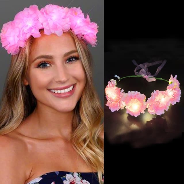 Detalle de Fashband LED Crown Headband pink light-up flower wreath 🎀