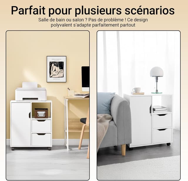 Thumbnail 4 de SoBuy FBT105-W meuble imprimante 60×35×70 cm