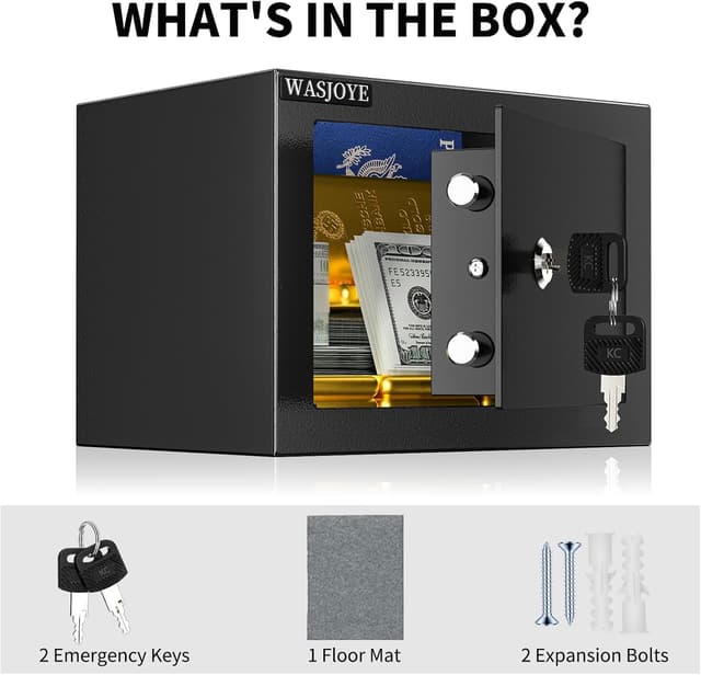 Detalle de WASJOYE Mini Cassaforte a muro con serratura a chiave, 6,6L (23×17×17 cm)