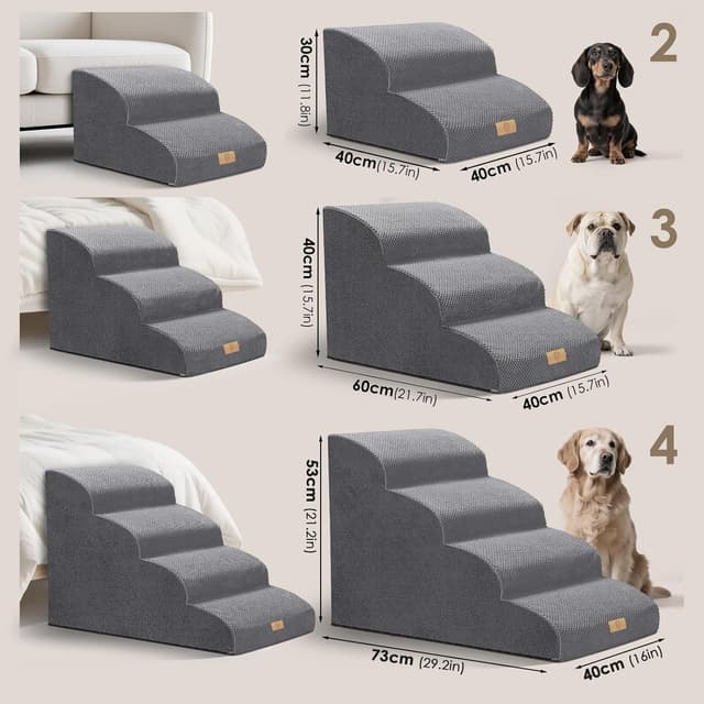 Detalle 2 de Thihome Hundetreppe 4 Stufen 73×40×53 cm