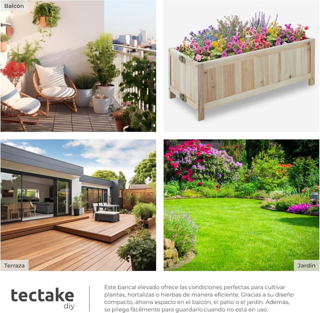 Thumbnail 6 de tectake® Jardinera Exterior Rectangular 30 x 70 x 25 cm