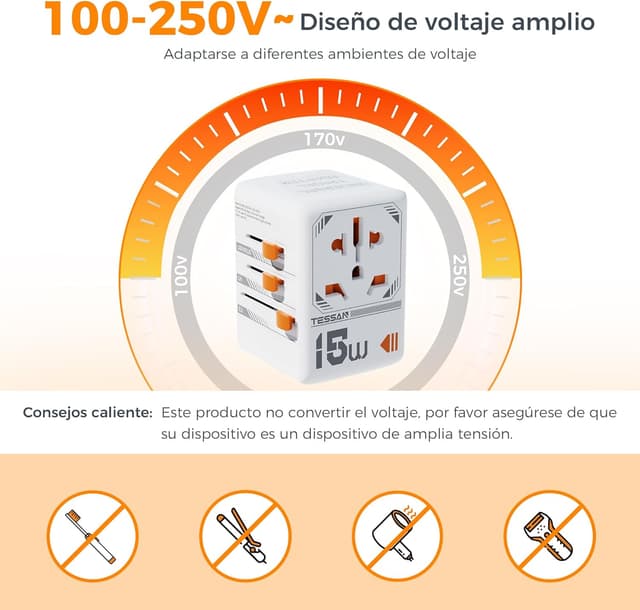Thumbnail 6 de TESSAN Adaptador Universal viaje 4 en 1