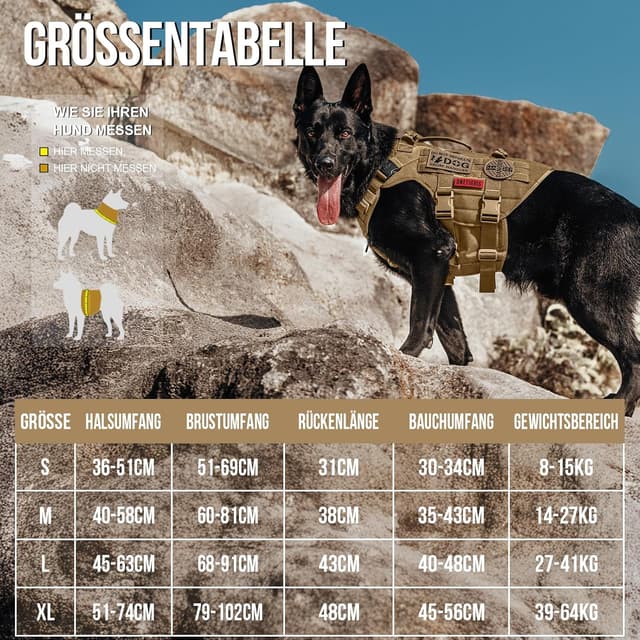 Detalle de OneTigris X Destroyer harnais tactique réglable anti-traction pour chien – Taille L, marron