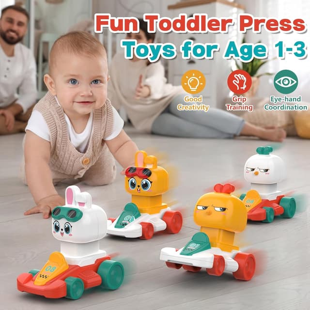 Thumbnail 2 de MOONTOY Bunny Toy Cars for 1 Year Olds