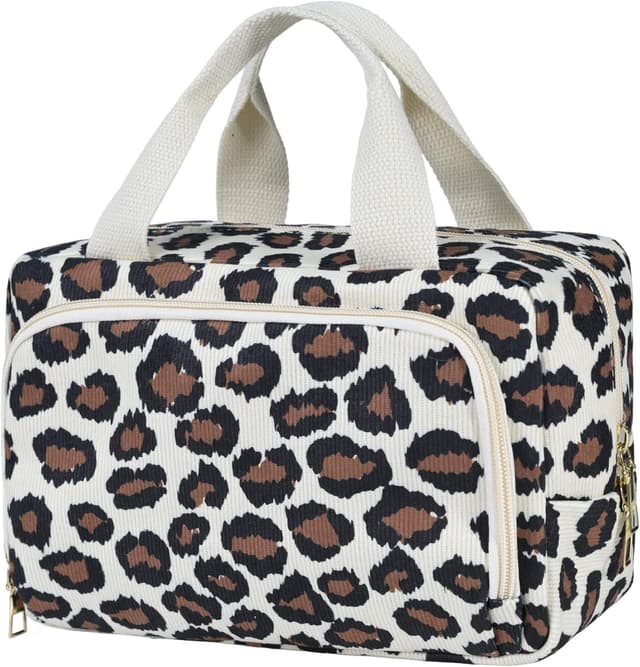 Detalle de Funtlend Kulturtasche Damen aus Cord mit Aufhängung – Kulturbeutel & Kosmetiktasche für Travel (25×9×16 cm)