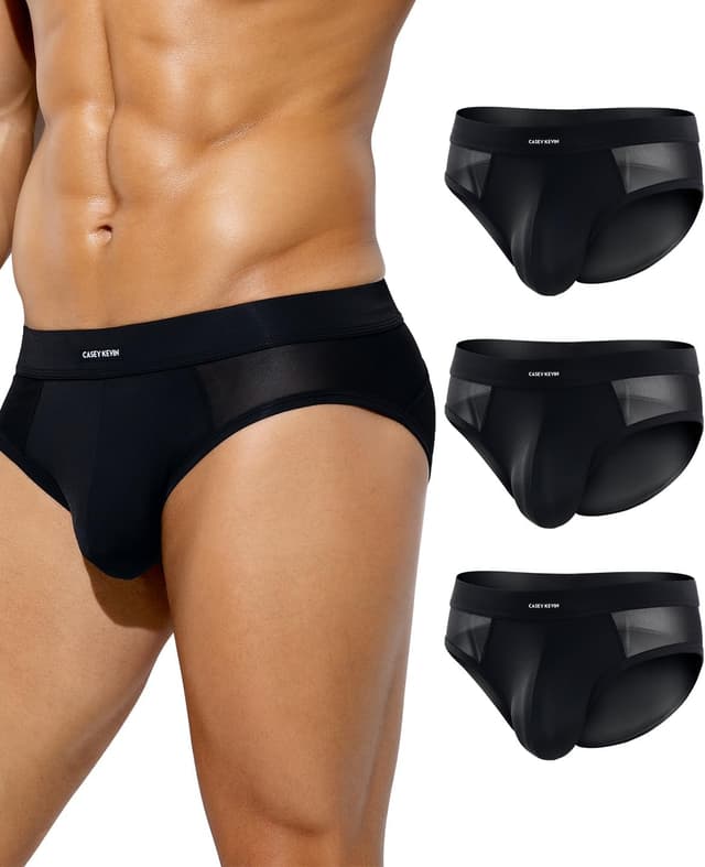 Detalle de Mauro Kane men’s ice silk briefs mesh low rise multipack (3 pack)