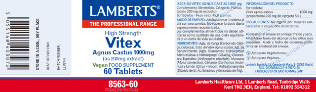 Thumbnail 1 de Lamberts Vitex Agnus Castus 1000 mg 60 tabletas 💊