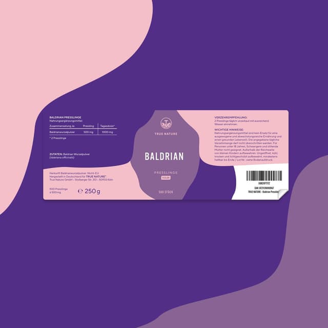 Detalle 2 de True Nature Baldrian Presslinge – hochdosierte Baldrianwurzel (Valeriana officinalis) mit 500 mg pro Pressling