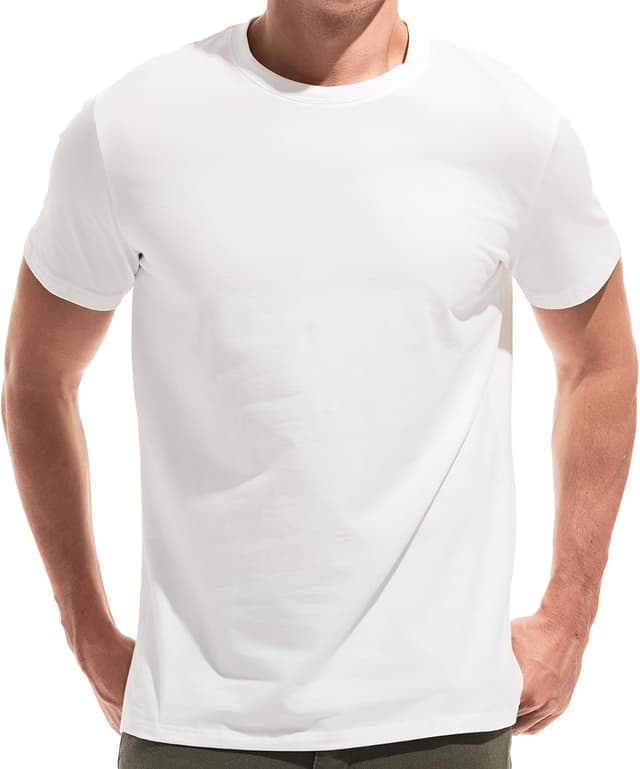 Detalle de VEIISAR Herren T-Shirt aus elastischer Baumwolle (190 g/m²) mit Rundhals – Basic in verschiedenen Größen
