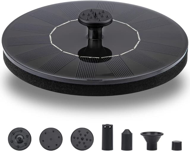 Detalle de LAWOHO Solar Fountain Pump 1.5W Submersible Kit with Panel and 4 Nozzles for Bird Baths and Small Ponds