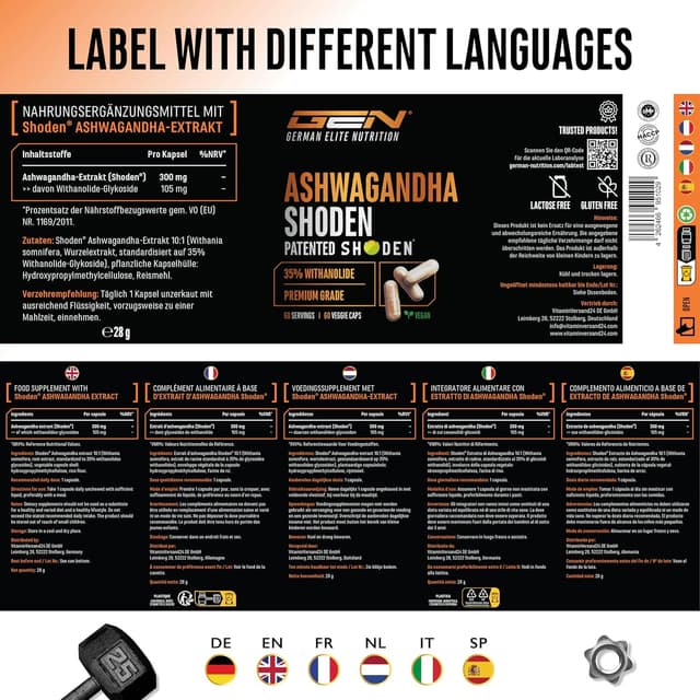 Thumbnail 6 de Ashwagandha Shoden® mit 35% Withanolide-Glykosiden – 300 mg Extrakt, 60 vegane Kapseln