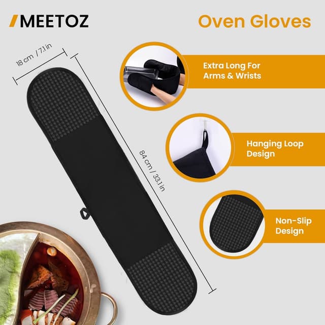 Detalle de MEETOZ oven gloves 260°C heat resistant
