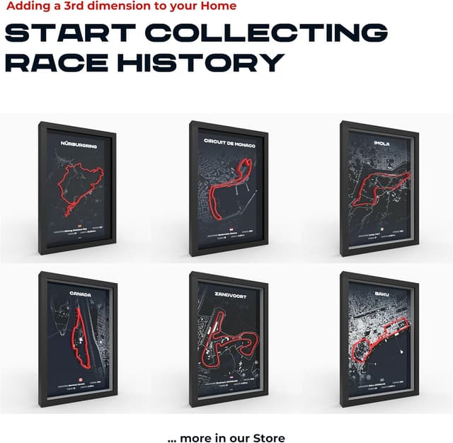 Detalle 2 de Monza 3D Motorsport A4 Poster im Holzrahmen – 3D-Druck mit 2000 dpi und Glasfront