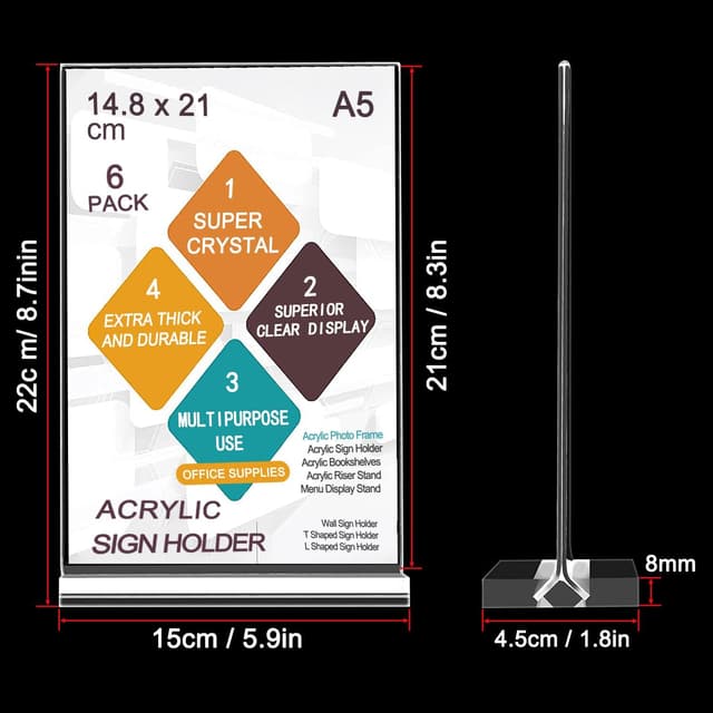 Detalle 2 de Acrylic A5 sign holder 6 pack by ROSSHINE
