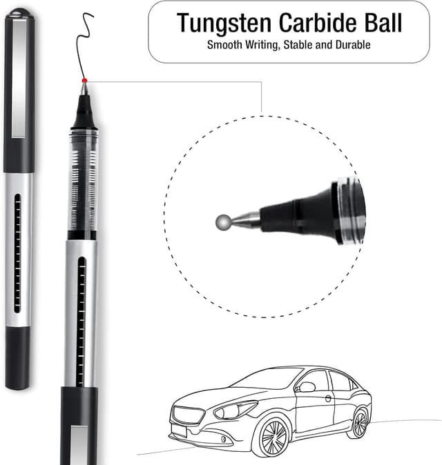 Detalle de APOGO 16-Pack Black Gel Rollerball Pens (0.5mm) – Quick-Drying for Notes & Sketching