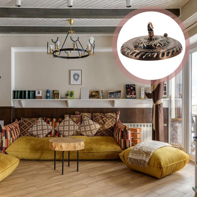 Detalle de Mikikit Vintage Deckenbaldachin 15 cm mit Haken – Metall-Deckenplatte in Rotbronze, tragfähig bis 15 kg