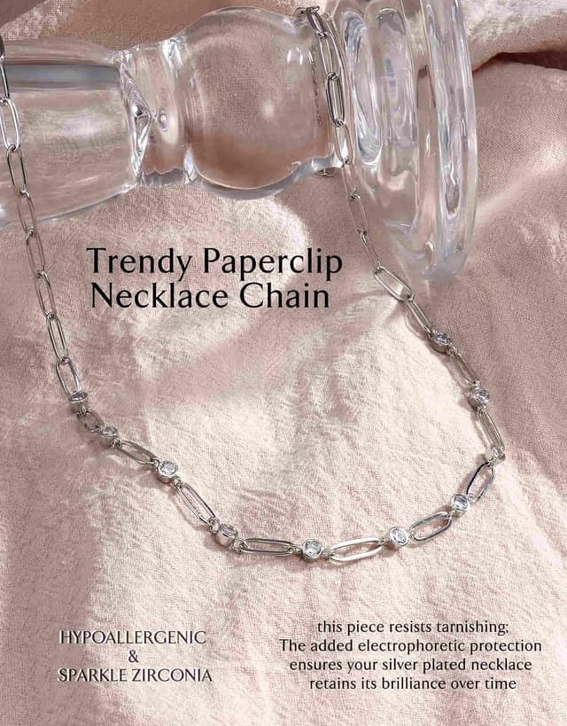 Thumbnail 1 de BodyBonita Paperclip Collar Chain Trendy 16 Inch