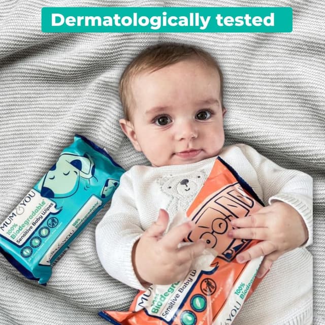 Detalle 2 de Mum & You Baby Wipes (99.4% Water) – Biodegradable, Fragrance-Free & Hypoallergenic, 336 Newborn Wipes (6 x 56)