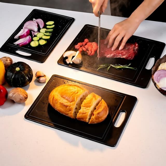 Detalle de DIFULI Schneidebrett Set 3-teilig Granitoptik