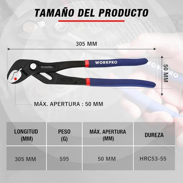 Thumbnail 2 de WORKPRO Alicates Curvos 305 mm bomba agua