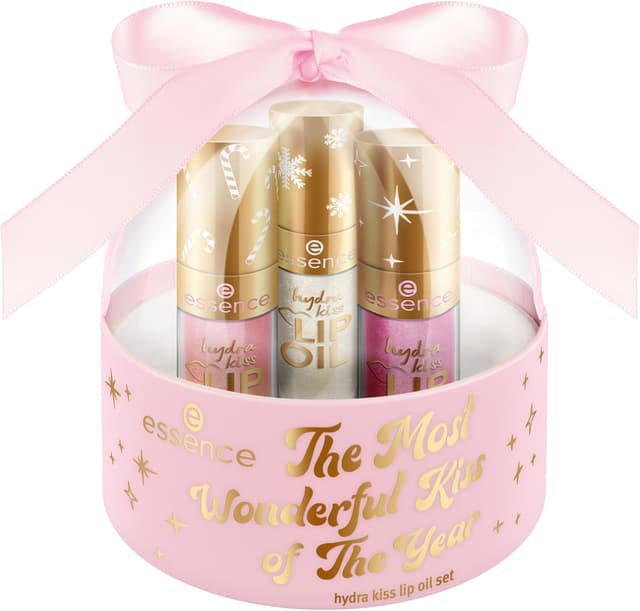 Detalle 2 de Essence « The Most Wonderful Kiss of the Year » Hydra Kiss – set Lip Oil (3 huiles) Wish for a Kiss