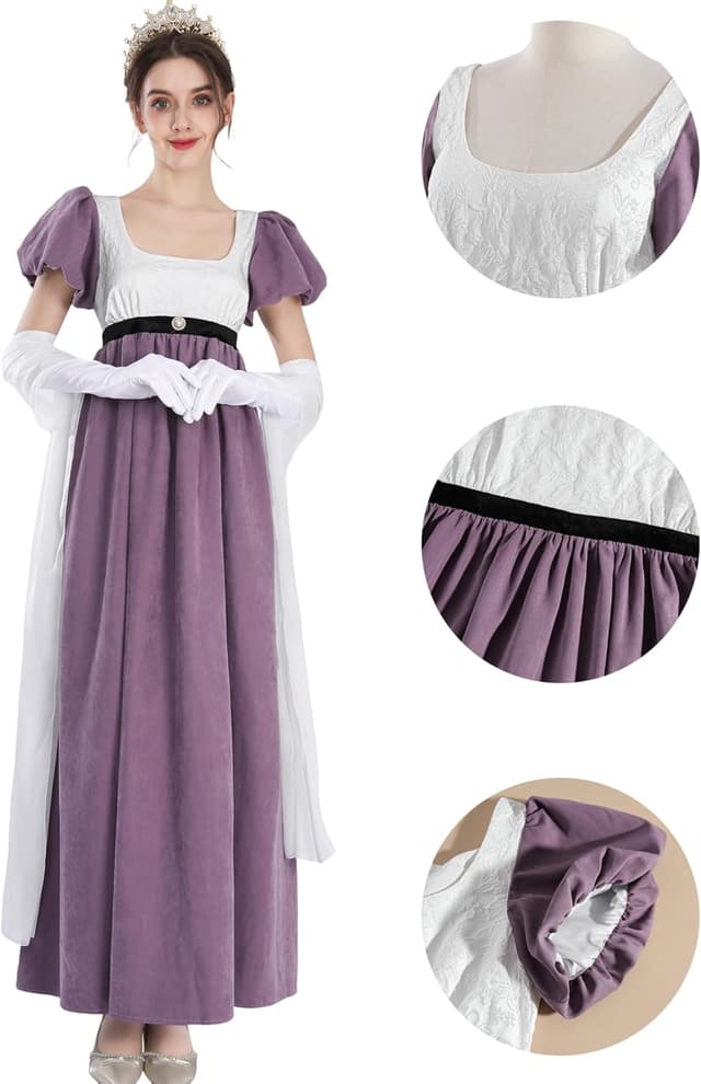 Thumbnail 3 de Fiamll Regency Kleid Jane Austen A‑Linie 👗