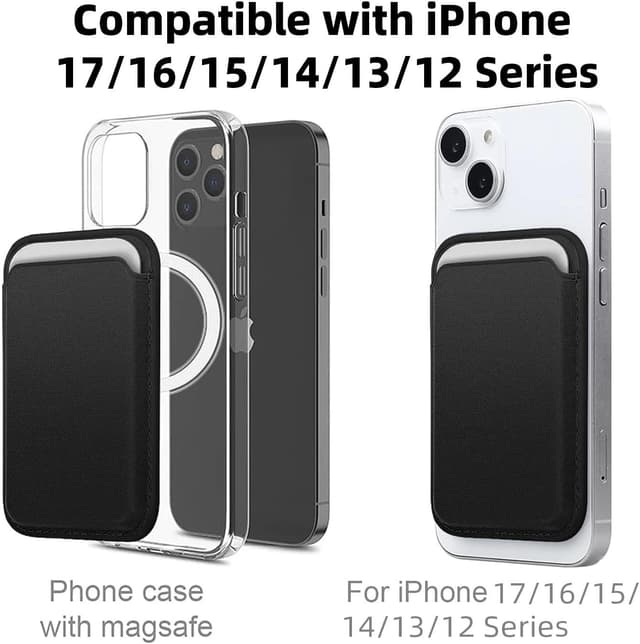 Detalle de WALLFID Porte-cartes MagSafe magnétique en cuir avec protection RFID pour iPhone 12 à 17