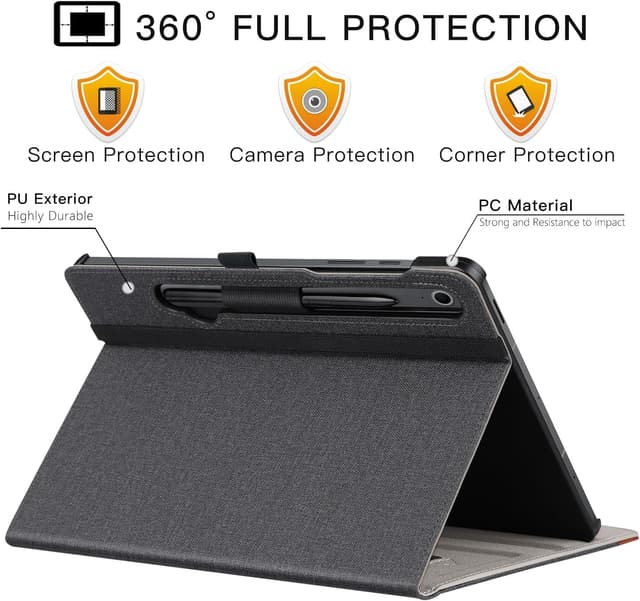 Detalle de ZtotopCases Schutzhülle mit Multi-Winkel-Ständer für Samsung Galaxy Tab S10 Lite / S10 FE (2025) & S9 FE / S9 / S8 / S7 (11"), Denim Schwarz