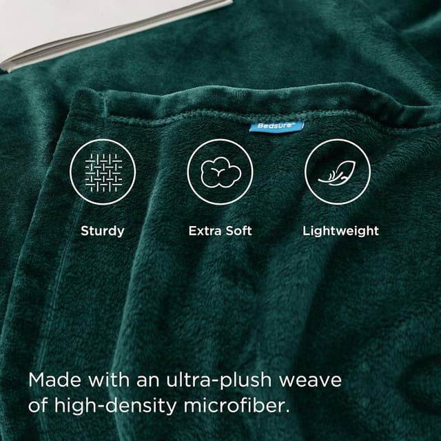 Detalle de Bedsure Kuscheldecke Flauschig (130x150 cm) – dunklegrün, Sofadecke & Wohndecke für warme Winterabende