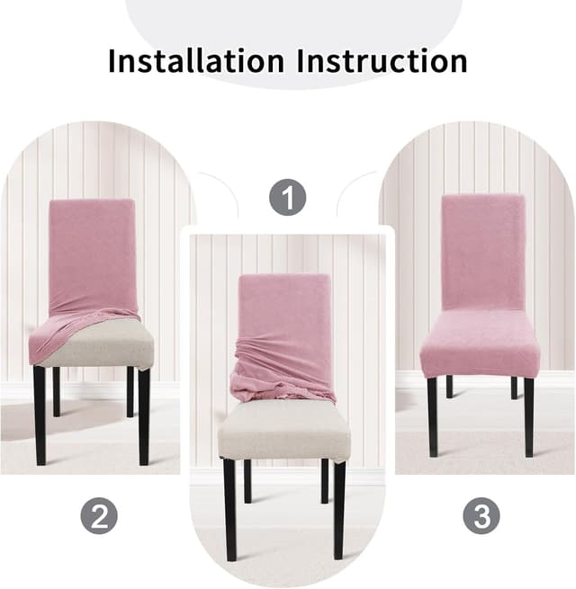 Thumbnail 6 de YSTELLAA Housse de chaise 4 pièces Rose