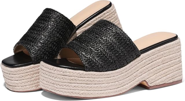 Thumbnail 6 de EQAUDES Platform Slip-On Espadrille Sandals for Women (Open Toe Wedges, Flatform) — Bohemia Beach Wedding