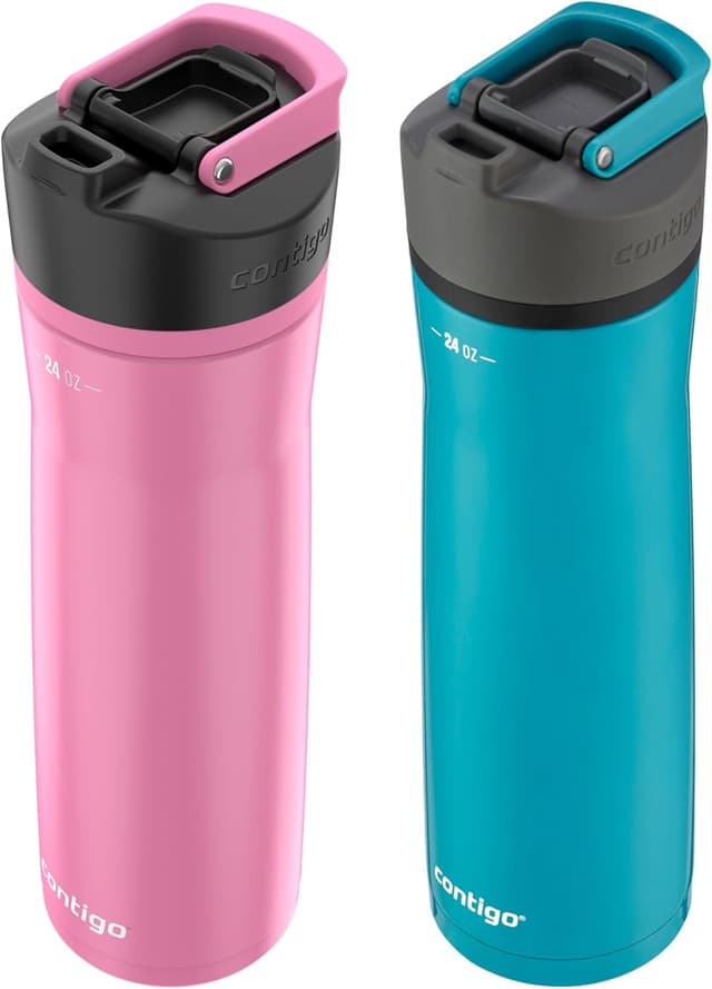 Detalle 2 de Contigo Cortland Chill 2.0 Stainless Steel Water Bottle with AUTOSEAL Lid, 24 oz (Juniper & Azalea) — 2-Pack