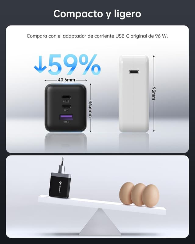 Thumbnail 4 de NOVOO Cargador USB C 100 W, GaN III 3 Puertos