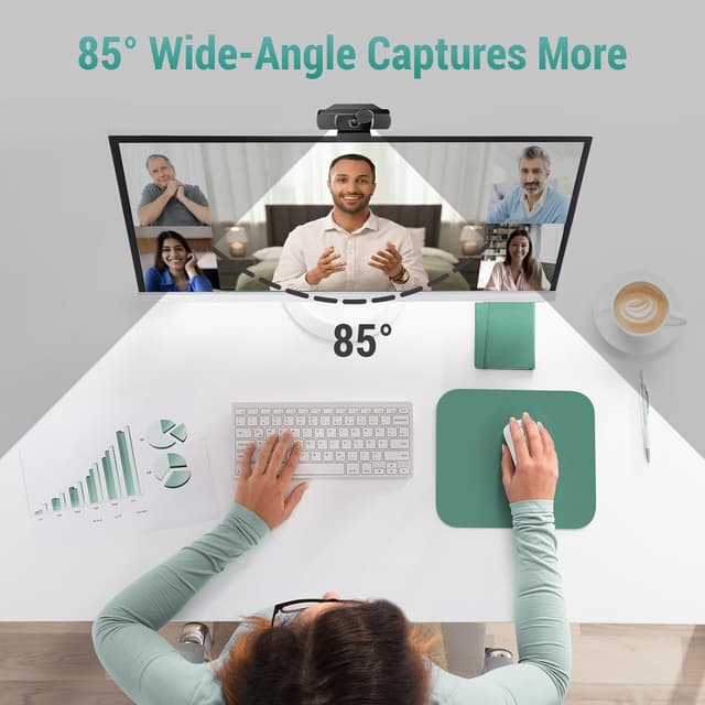 Thumbnail 5 de YIMONA 2K Webcam 85° Weitwinkel