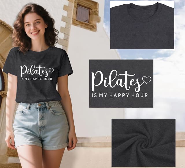 Detalle de Qskall women’s Pilates T-shirt for yoga & workout days