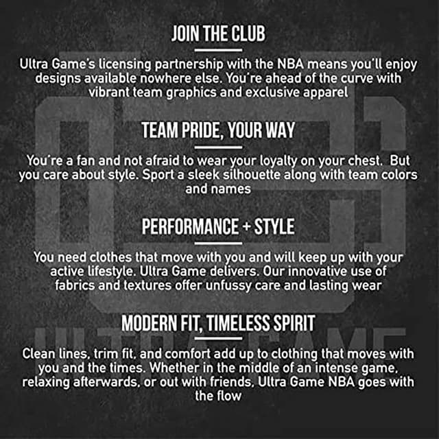 Detalle de Ultra Game Men’s NBA Official Super Soft Game Day T-Shirt (60% Cotton, 40% Polyester)