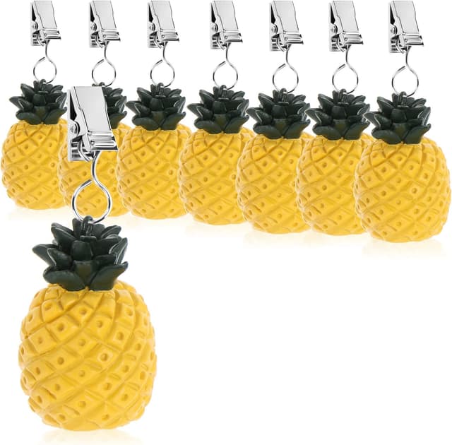 Detalle de com-four® set da 8 pesi per tovaglie con clip design ananas, circa 40 g ciascuno