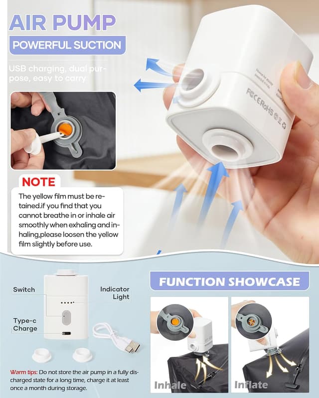 Detalle 2 de SZLX sac à dos de voyage sous vide 40x30x20 avec pompe et compartiment ordinateur 14 pouces